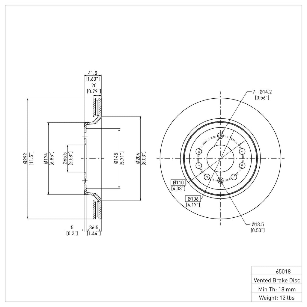 R1 Concepts Disc Brake Rotor ERE-65018