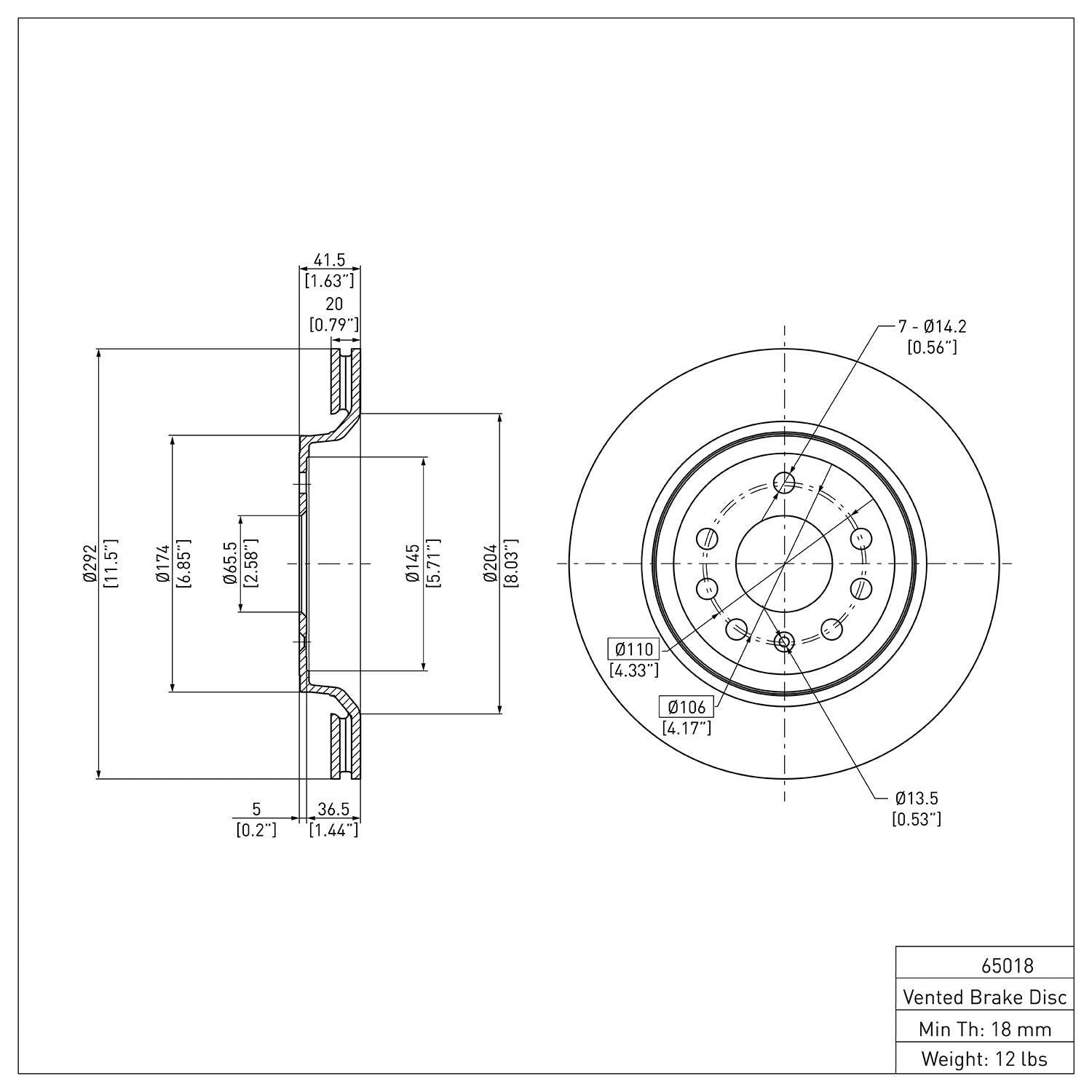 R1 Concepts Disc Brake Rotor ERE-65018