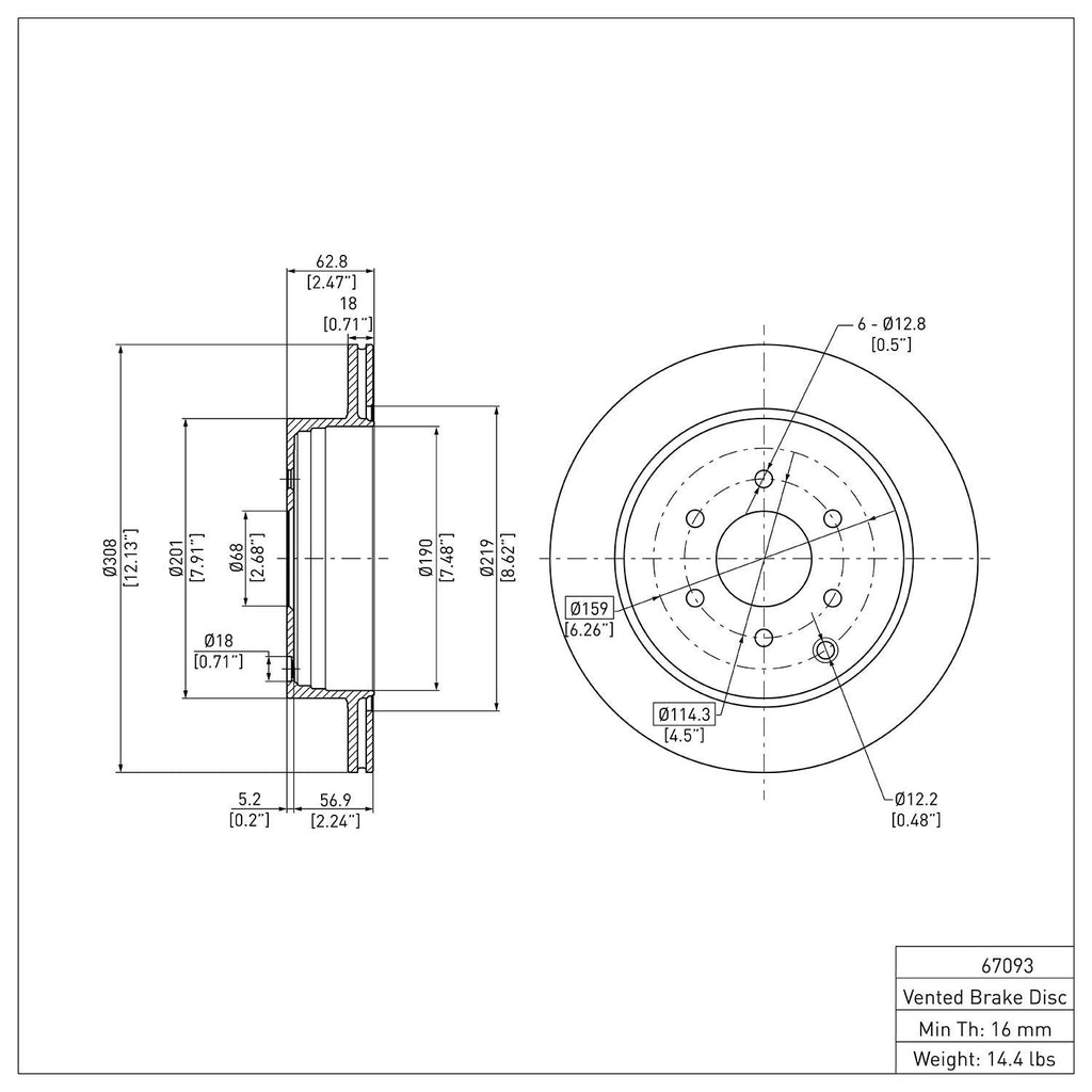 R1 Concepts Disc Brake Rotor ERE-67093