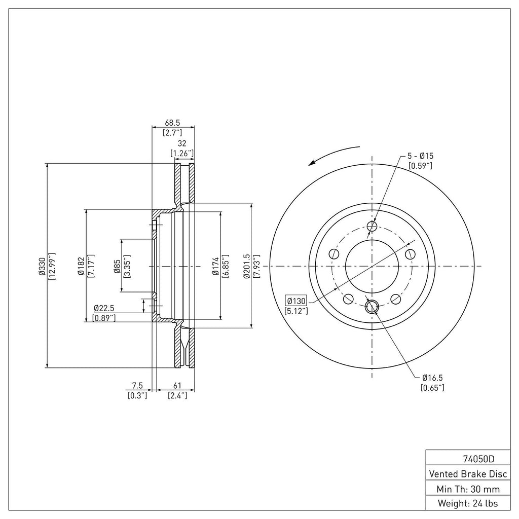 R1 Disc Brake Rotor ERE-74050D