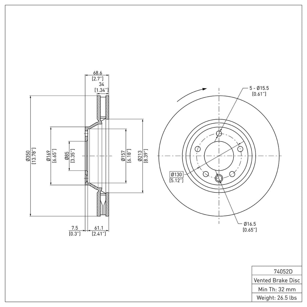R1 Disc Brake Rotor ERE-74052D