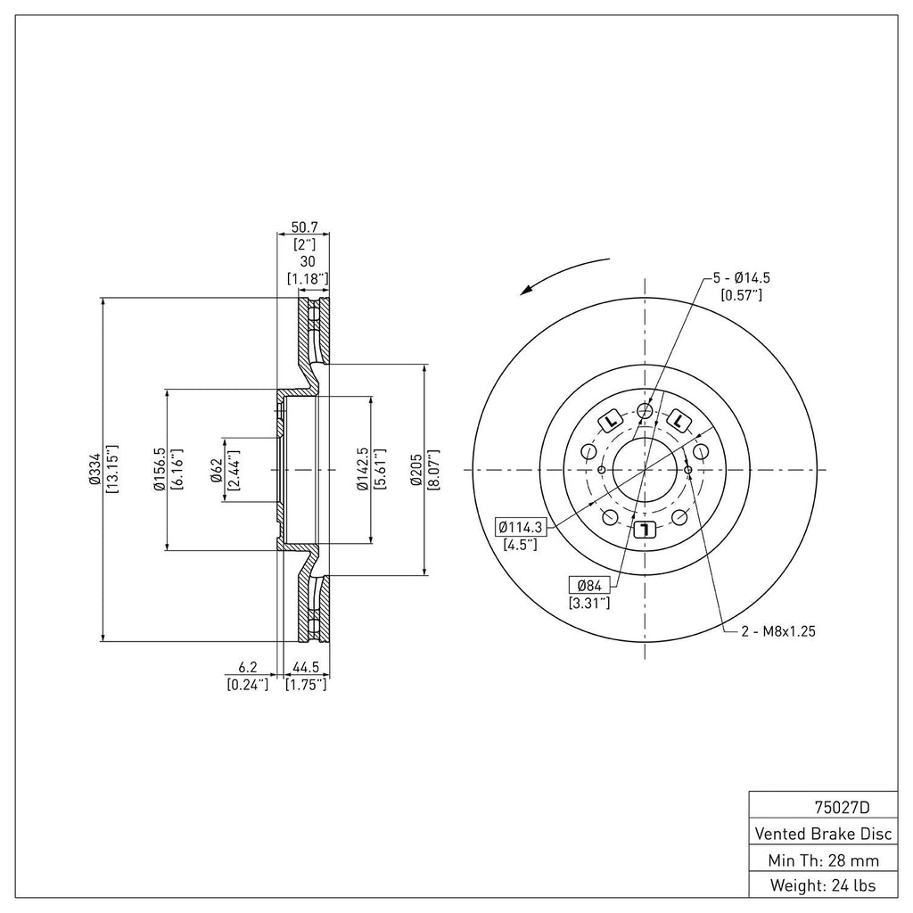 R1 Disc Brake Rotor ERE-75027D