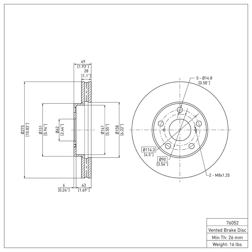 R1 Concepts Disc Brake Rotor ERE-76052