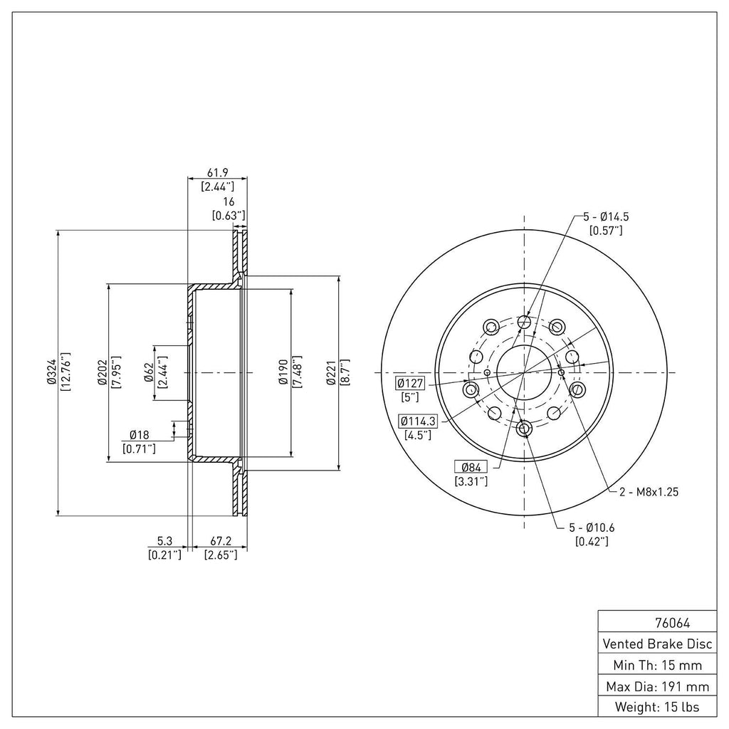 R1 Concepts Disc Brake Rotor ERE-76064
