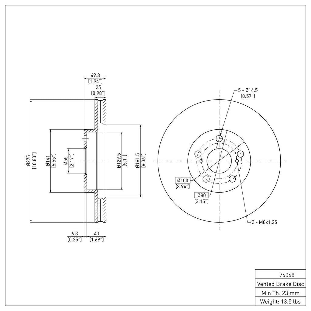 R1 Concepts Disc Brake Rotor ERE-76068