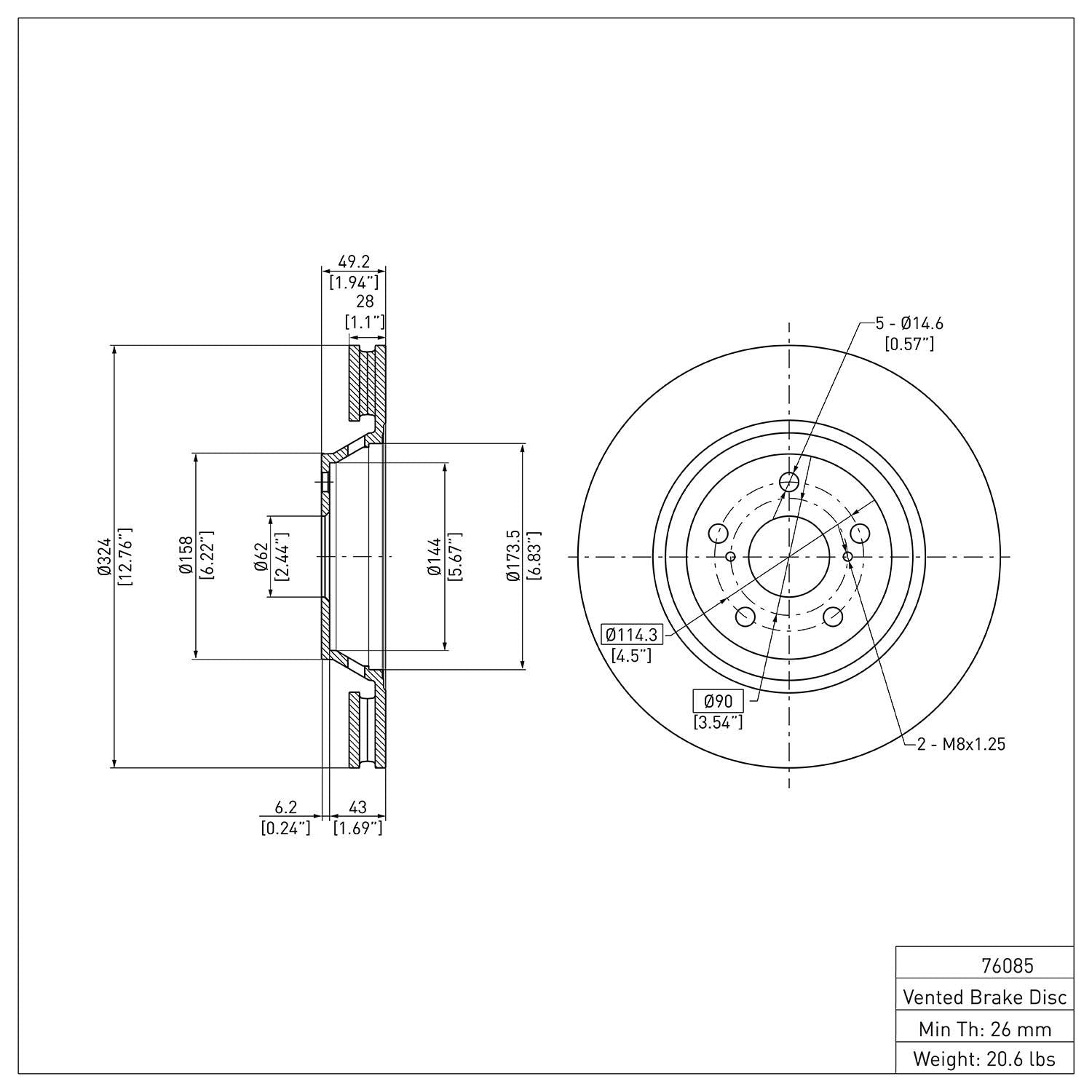 R1 Concepts Disc Brake Rotor ERE-76085