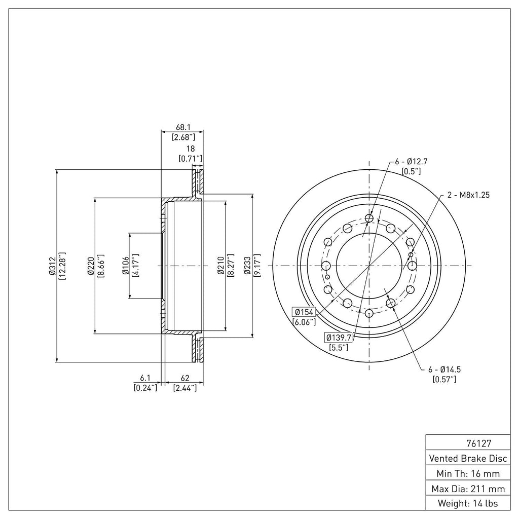 R1 Concepts Disc Brake Rotor ERE-76127