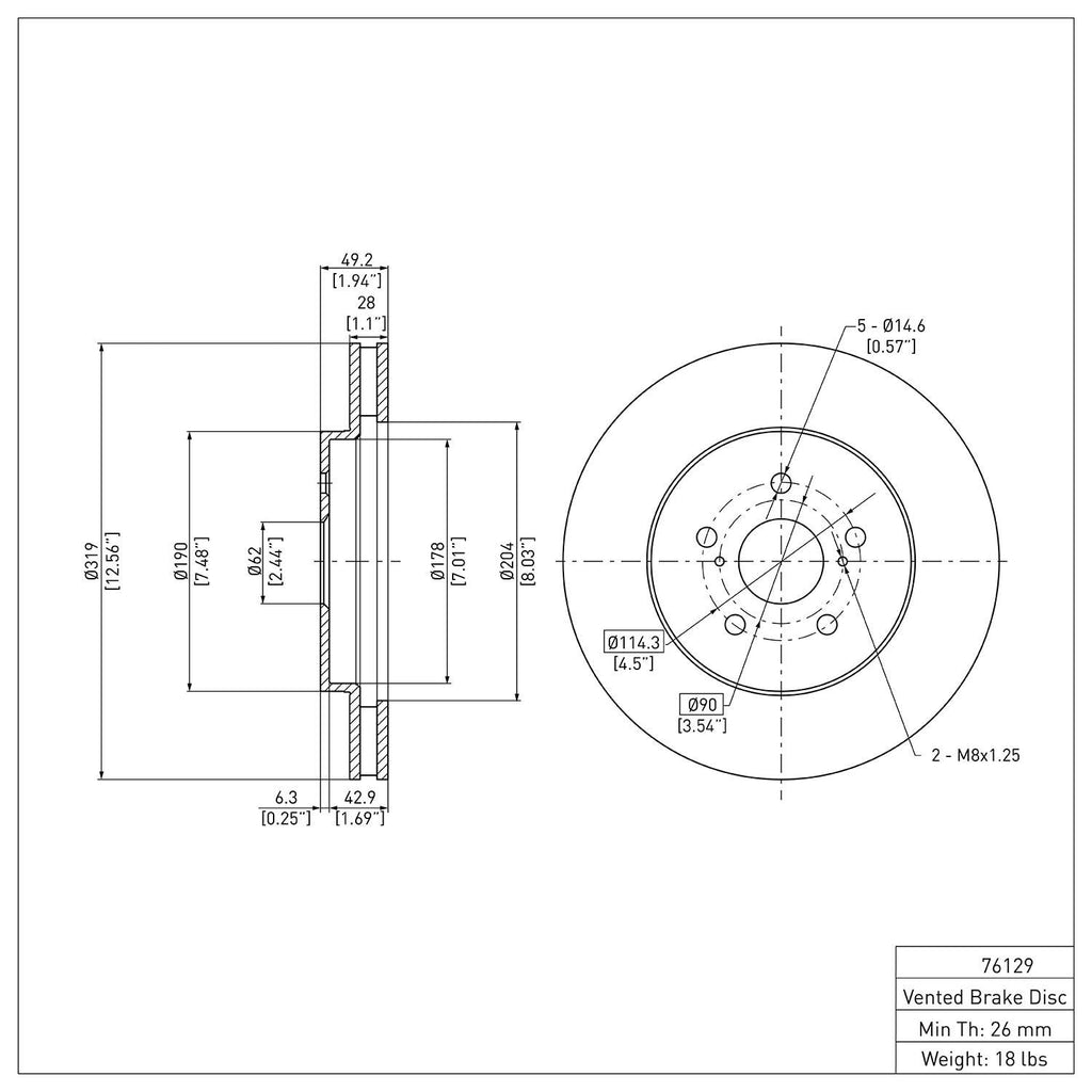 R1 Concepts Disc Brake Rotor ERE-76129