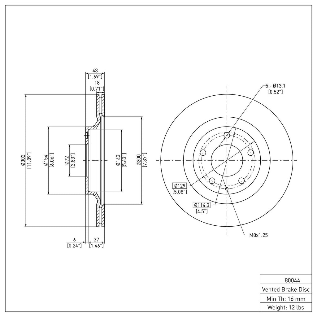 R1 Concepts Disc Brake Rotor ERE-80044