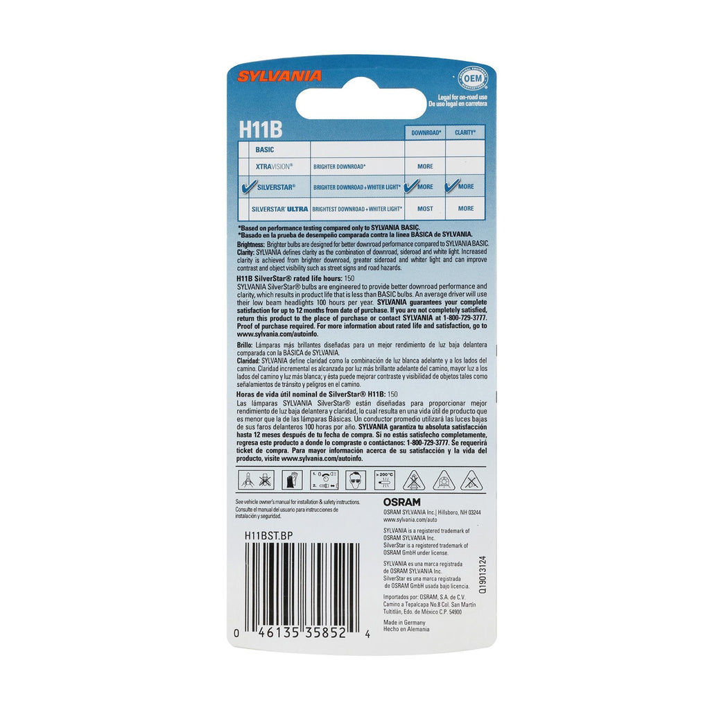 Sylvania SilverStar Headlight Bulb H11BST