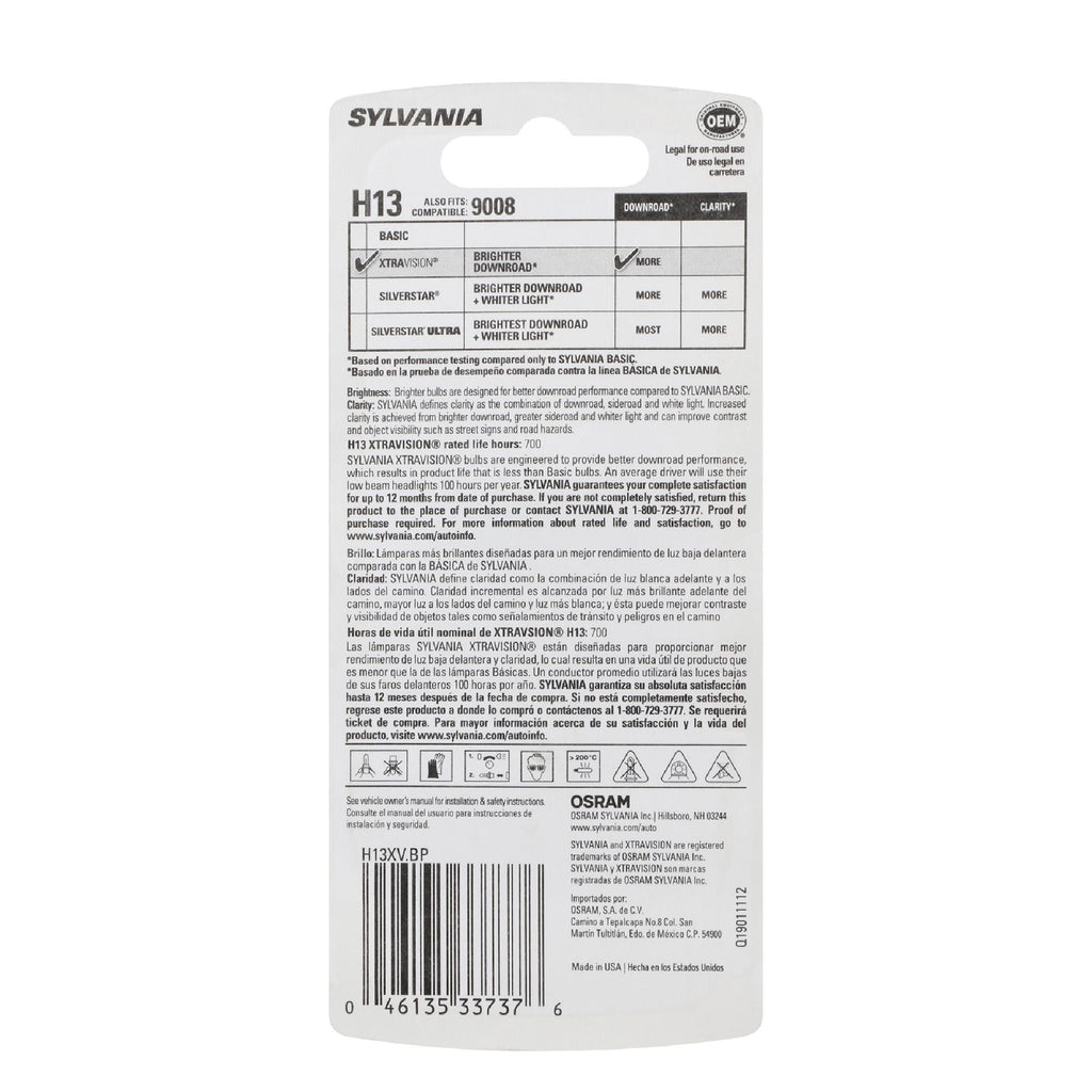 XtraVision Headlight and Fog Light Bulb H13XV