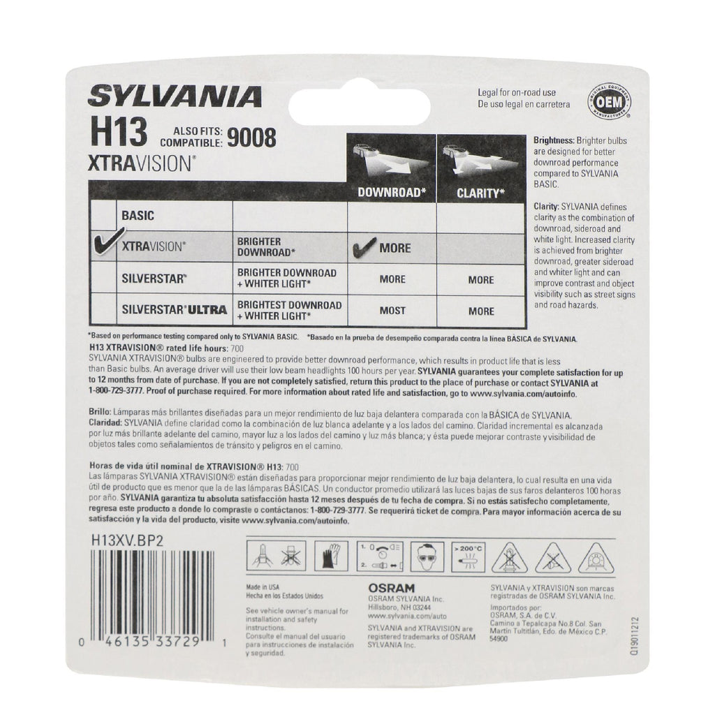 XtraVision Headlight and Fog Light Bulb H13XV-2