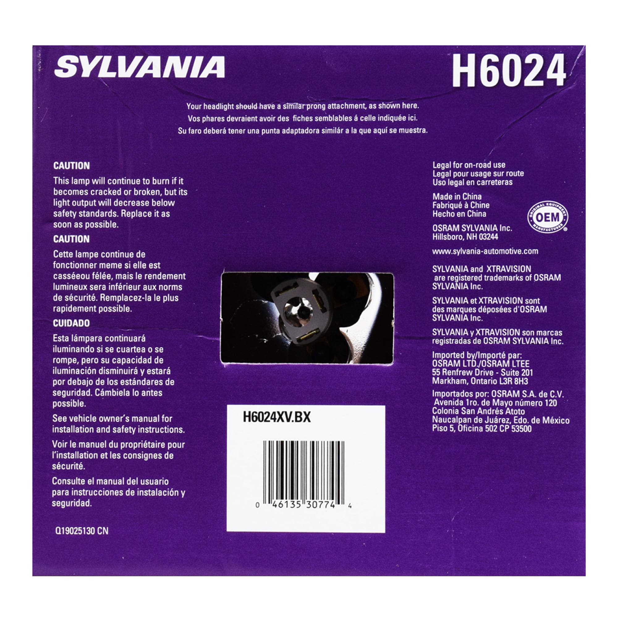 Sylvania XtraVision Headlight Bulb H6024XV