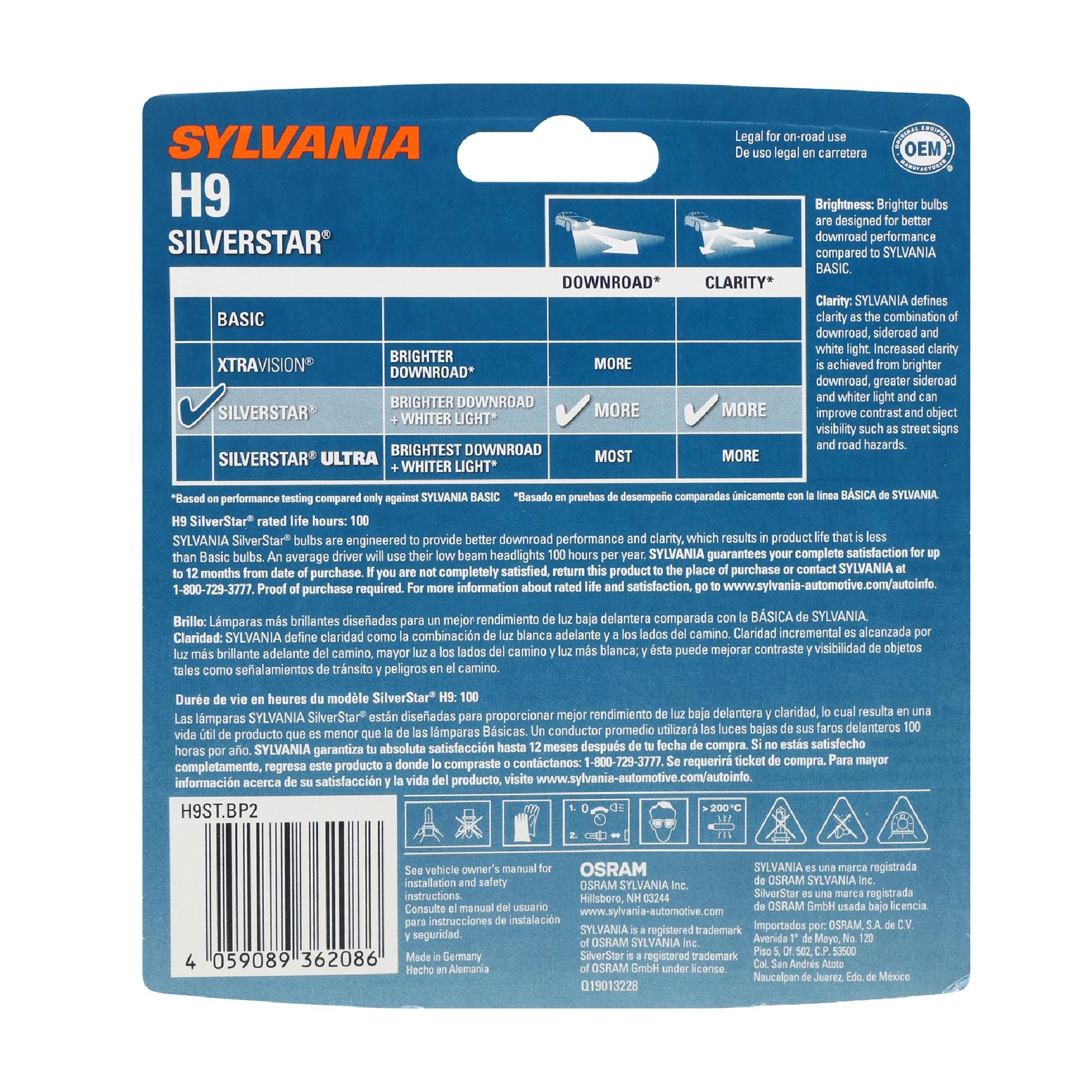 SilverStar Headlight and Fog Light Bulb H9ST2