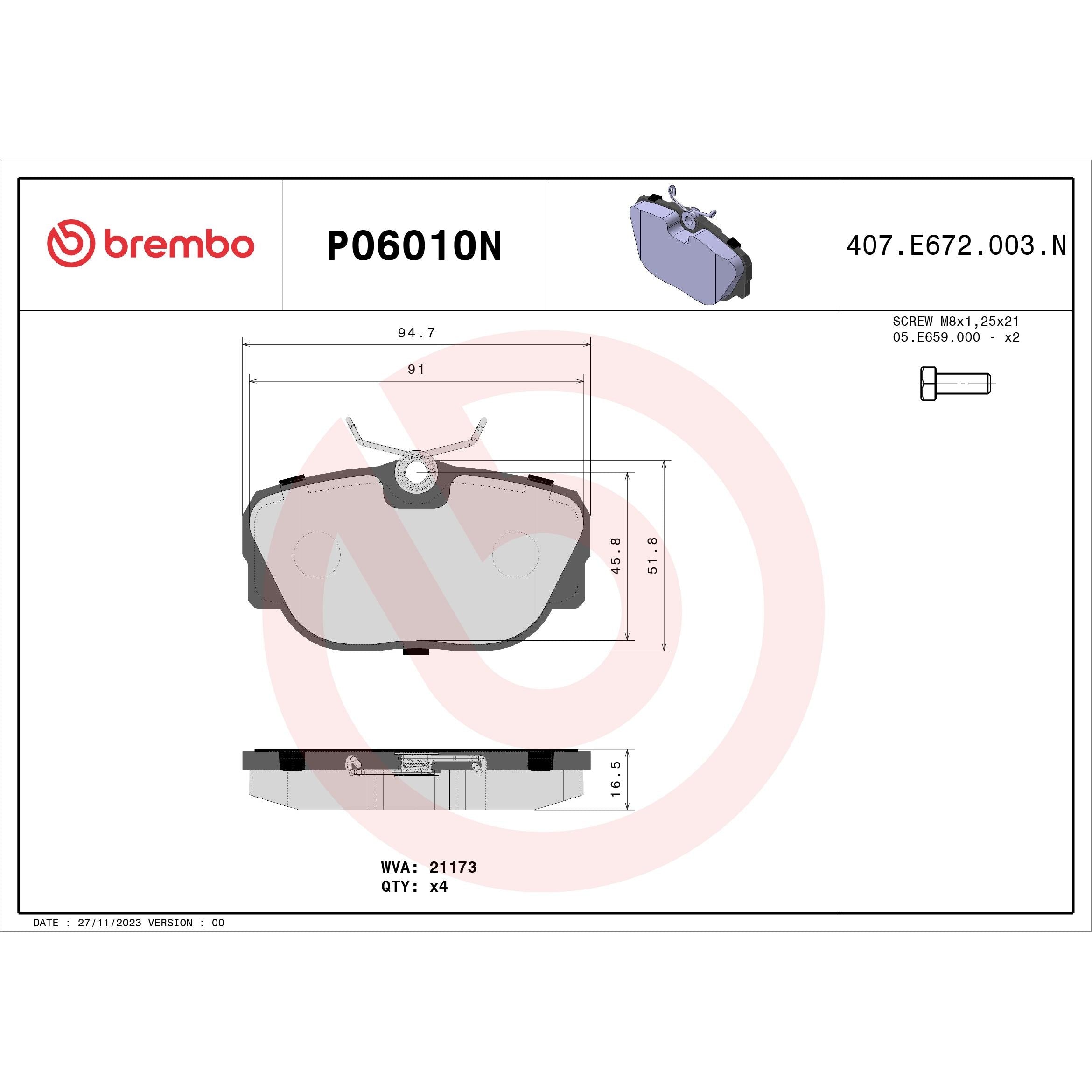 Brembo Ceramic Disc Brake Pad Set P06010N