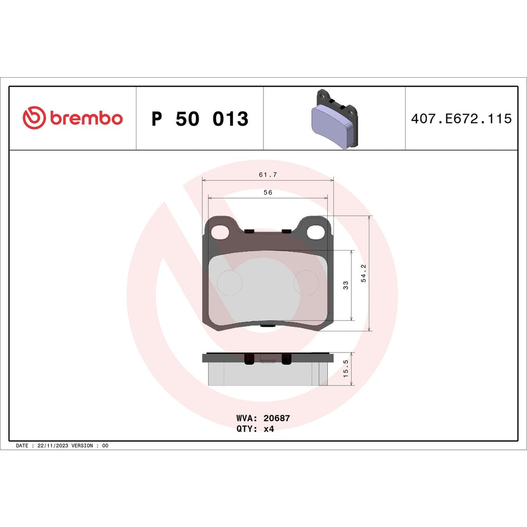 Brembo Semi-metallic Disc Brake Pad Set P50013