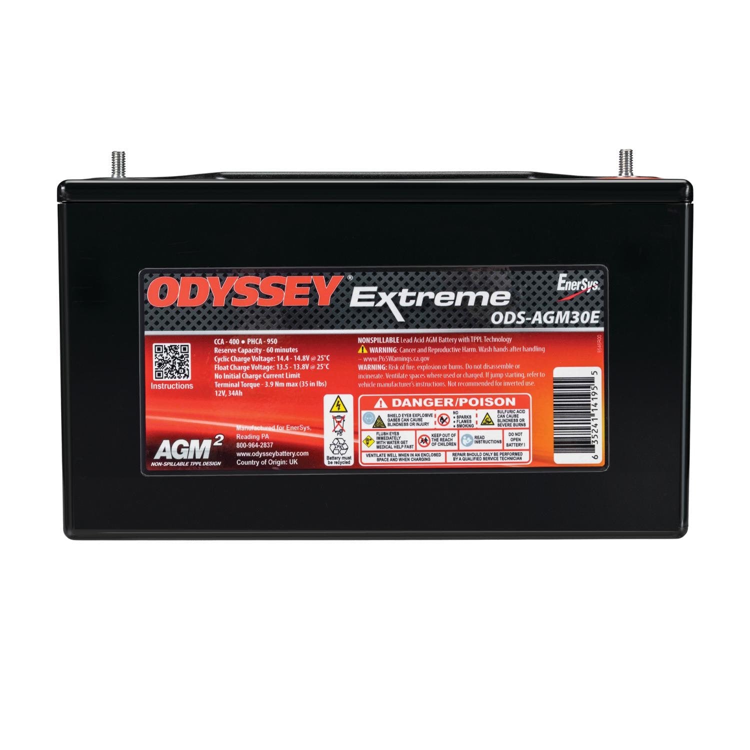 Odyssey Extreme Powersport Absorbed Glass Mat (AGM) Battery PC950
