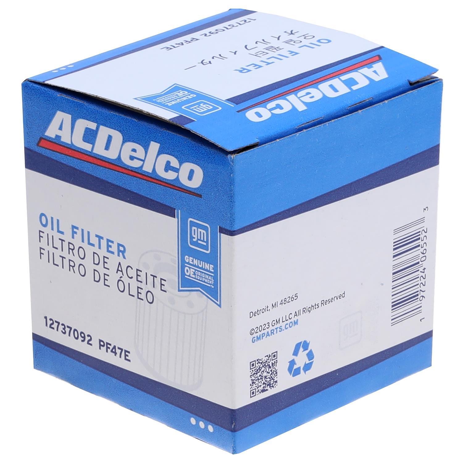 GM Original Equipment Spin On Engine Oil Filter PF47E