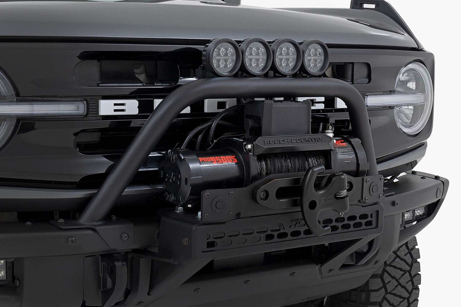 Safari Bar | 3.5" Round LED (Quad) | Black | Amber DRL | OE Modular Steel | Ford Bronco (21-26)