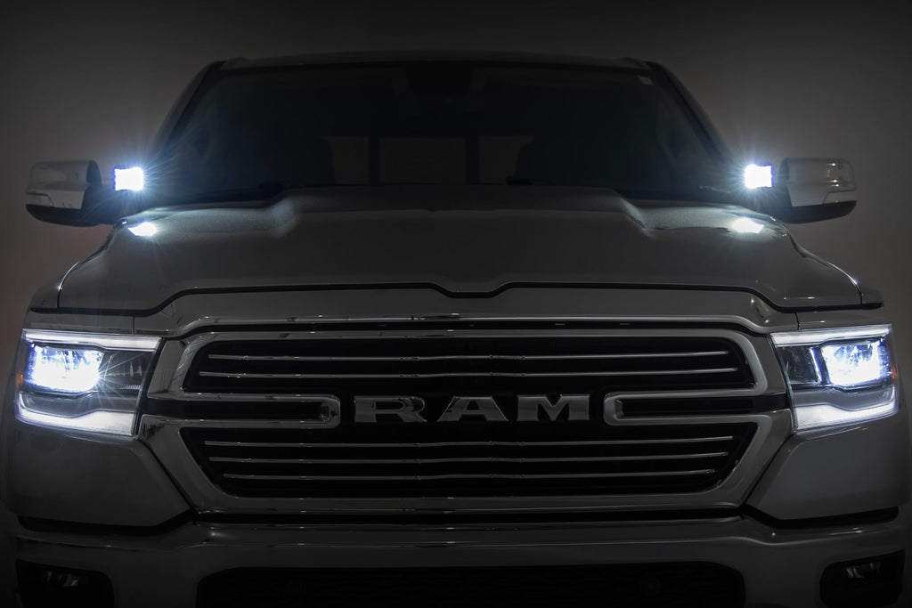 LED Light Kit | Ditch Mount | 2" Black Pair | Flood | Ram 1500 2WD/4WD (19-26)