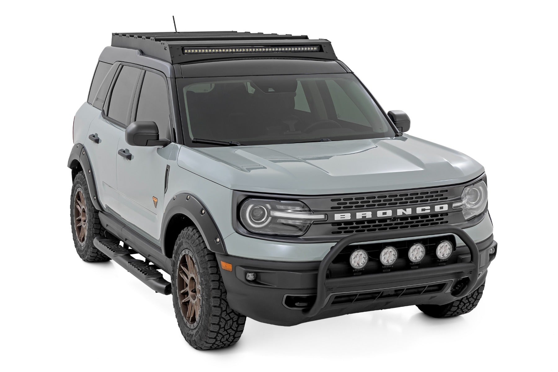 Nudge Bar | w/ Tow Hooks | 20 Inch BLK DRL Single Row LED | Ford Bronco Sport (21-24)