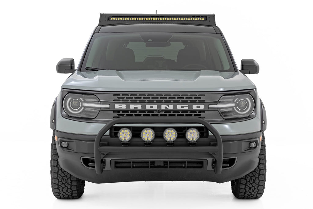 Nudge Bar | w/ Tow Hooks | 20 Inch BLK DRL Single Row LED | Ford Bronco Sport (21-24)