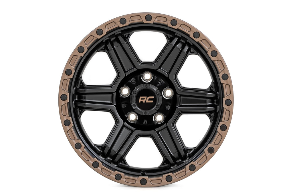 Rough Country 79 Series Wheel | One-Piece | Semi Gloss Black w/Bronze Ring | 17x8.5 | 5x5 | 0mm