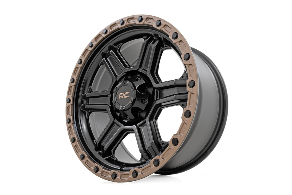 Rough Country 79 Series Wheel | One-Piece | Semi Gloss Black w/Bronze Ring | 17x8.5 | 5x5 | 0mm