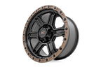 Rough Country 79 Series Wheel | One-Piece | Semi Gloss Black w/Bronze Ring | 18x9 | 5x5 | 0mm