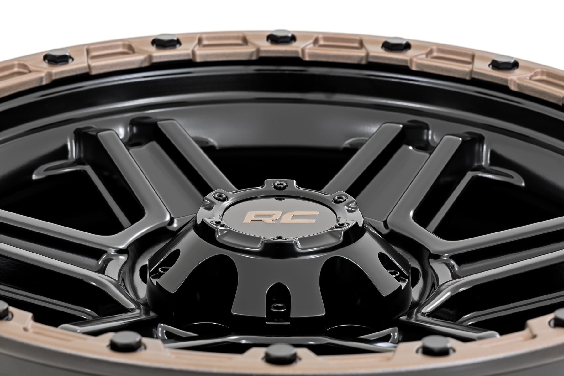 Rough Country 79 Series Wheel | One-Piece | Semi Gloss Black w/Bronze Ring | 17x8.5 | 5x5 | 0mm