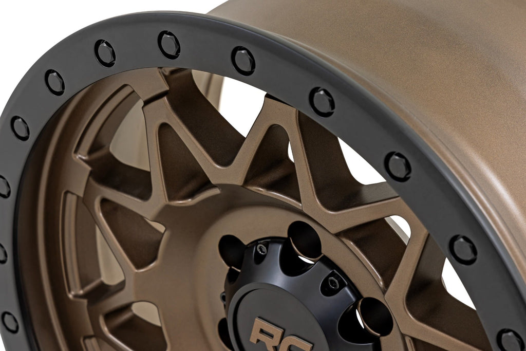 Rough Country 78 Series Wheel | Simulated Beadlock | Bronze/Black | 18x9 | 5x5 | -12mm