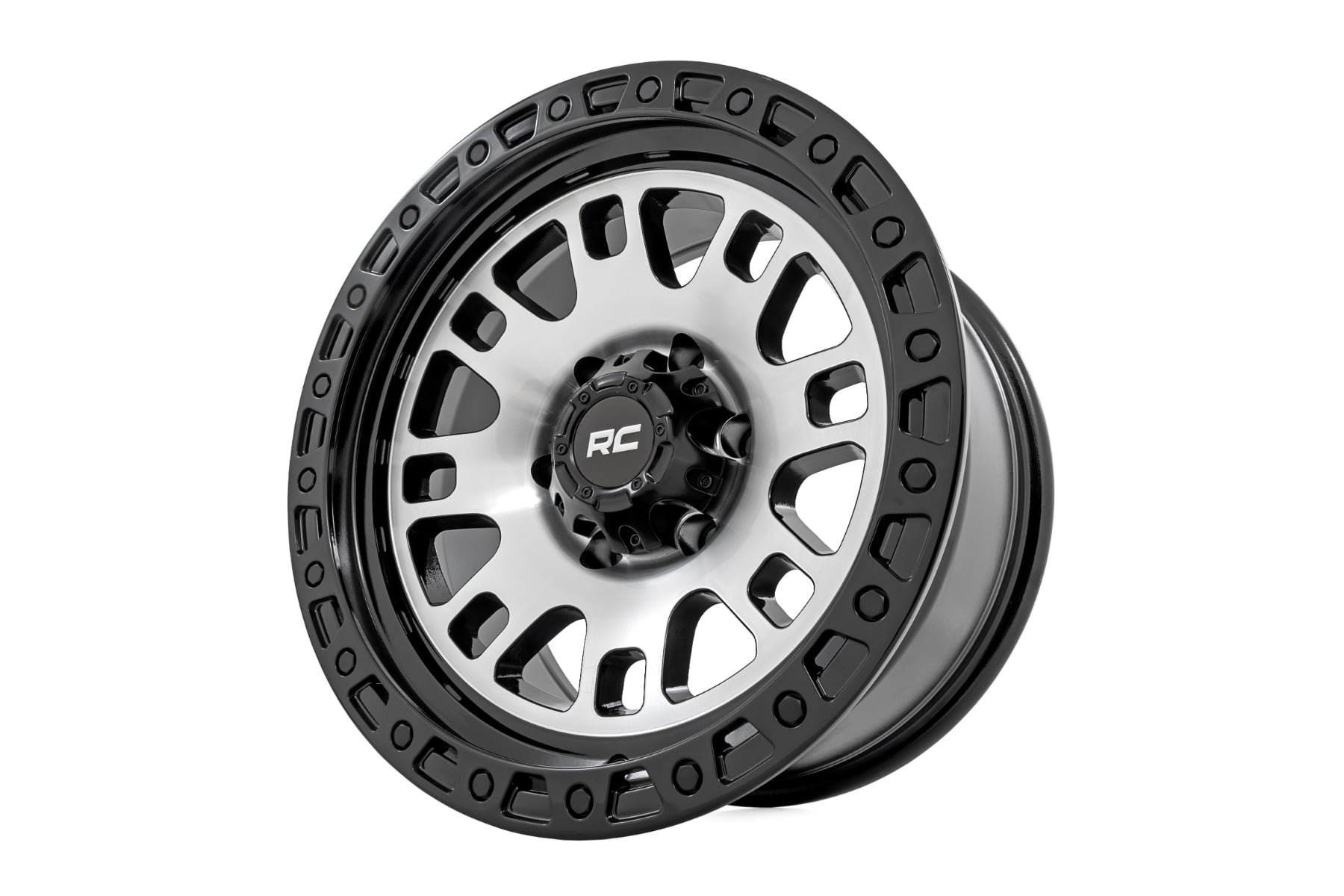 Rough Country 82 Series Wheel | One-Piece | Machined Semi Gloss Black | 18x9 | 6x5.5 | -12mm