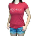 Burgundy Women's MetalCloak Script Tee
