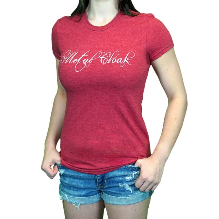 Burgundy Women's MetalCloak Script Tee