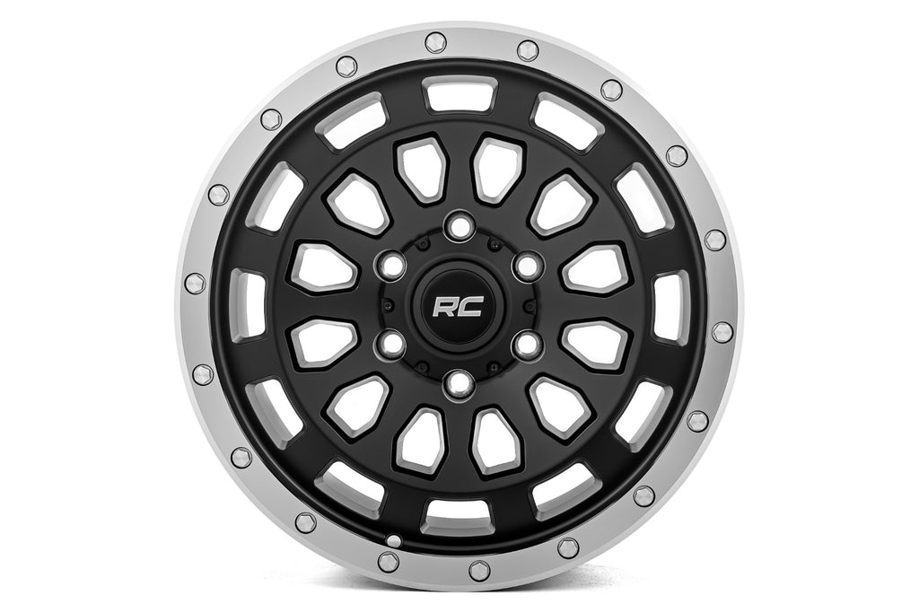 Rough Country 87 Series Wheel | Simulated Beadlock | Black/Machined | 17x8.5 | 6x5.5 | +0mm